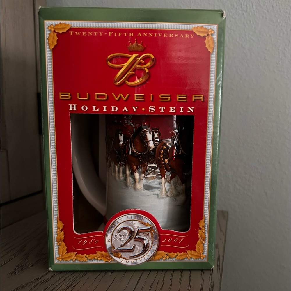 BUDWEISER 2004 Holiday Stein 25th Anniversary CLYDESDALE Design with Box